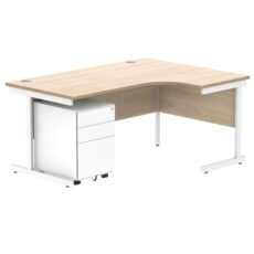 CORE Single Upright Right Hand Radial Desk + Under Desk Steel Pedestal 3 Drawers (FSC)