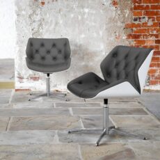 Cascara Chair with Plastic Shell, Deep Buttoning & Chrome Base
