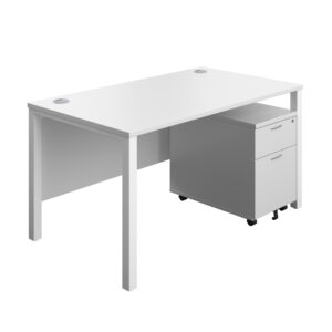 Goal Post Rectangular Desk + 2 Drawer Mobile Pedestal (FSC)