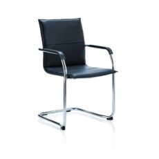 Echo Medium Back Leather Cantilever Visitor Chair with Arms