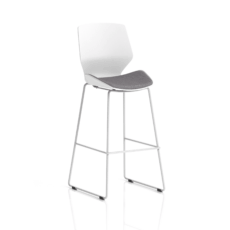 Florence White Frame Fabric Seat High Stool Chair