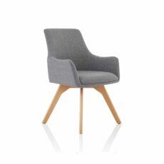 Carmen Grey Fabric Wooden Leg Visitor Chair