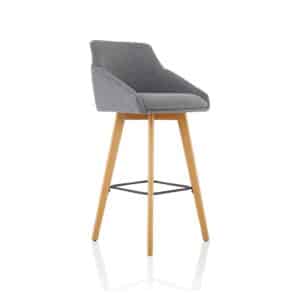 Carmen Grey Fabric Wooden Leg High Stool Chair