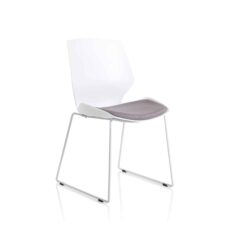 Florence Sled White Frame Fabric Seat Visitor Chair