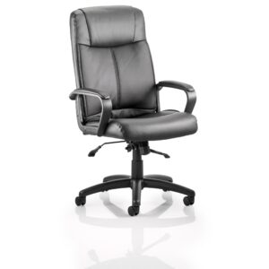 Plaza High Back Executive Black Leather Office Chair with Arms