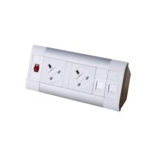 Impulse Desktop Module 2 x 5A UK Sockets, 1 x Neon Switch, 1 x 500mm Lead to 3 Pole Connector in White