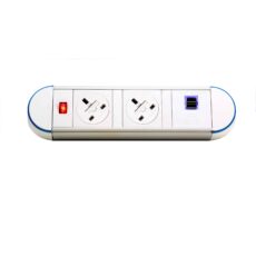 Impulse Desktop Module 2 x 3.15A UK Sockets, 1 x Neon Switch, 1 x 500mm Lead to 3 Pole Connector in Black