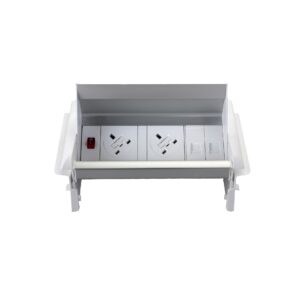 Impulse Pop-Up Module 2 x UK Sockets, 1 x Neon Switch, 1 x 500mm Lead to 3 Pole Connector in White