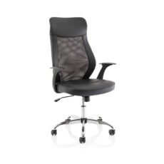 Baye High Mesh Back Task Operator Black Leather Office Chair with Arms